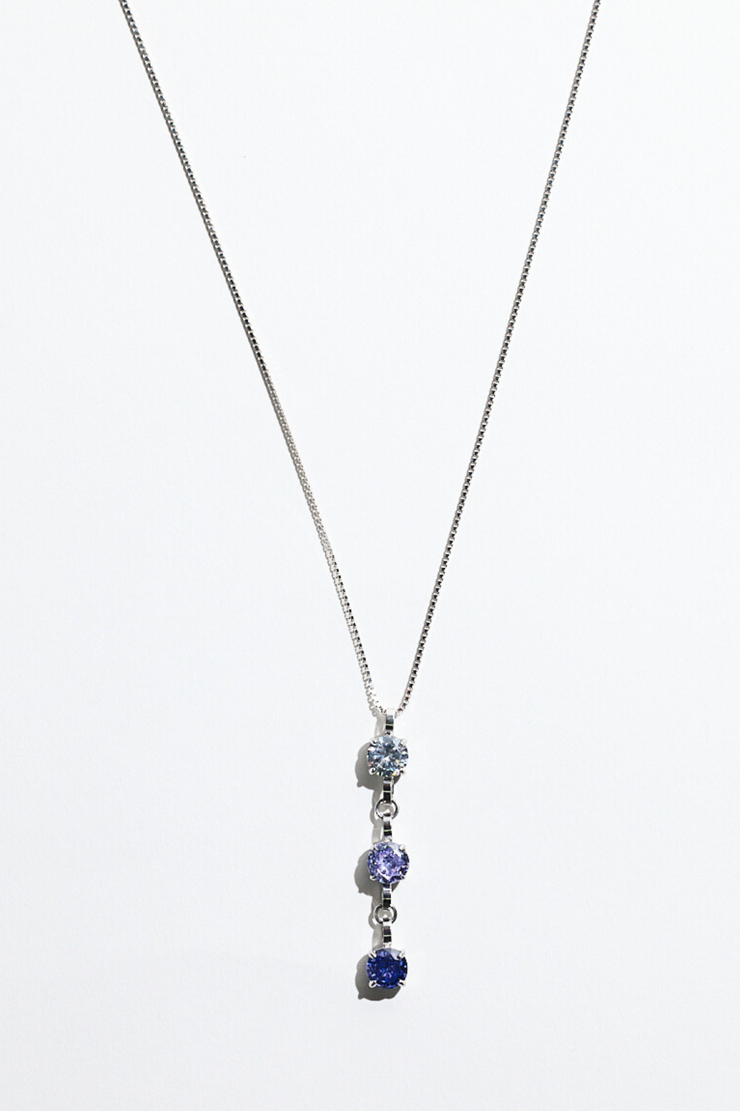 Silver Triple Birthstone Necklace