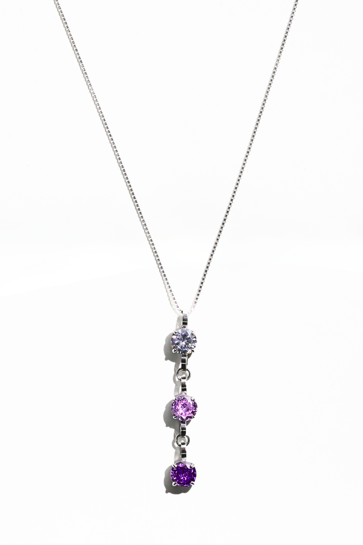 Silver Triple Birthstone Necklace