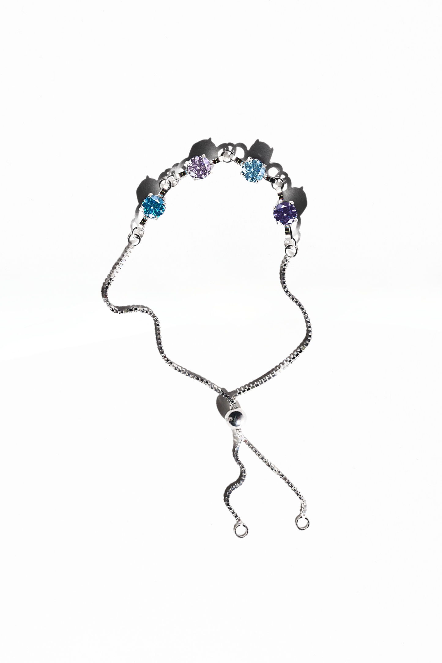 Silver Four Birthstone Bracelet