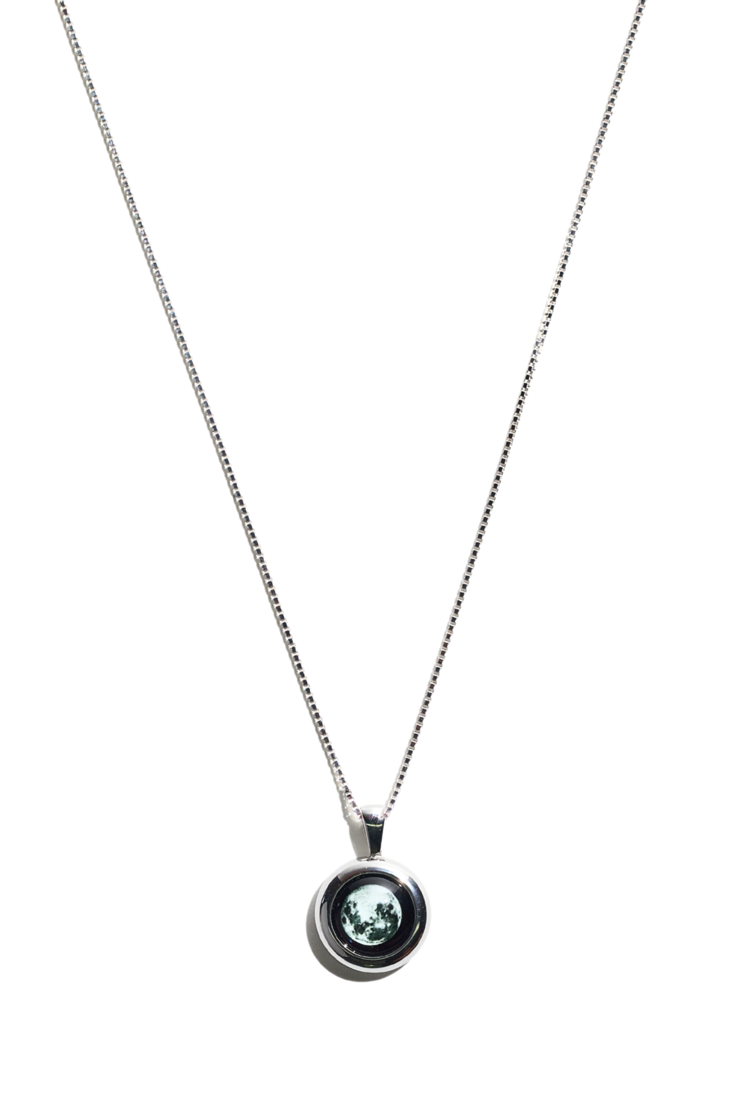Silver Large Moon Necklace