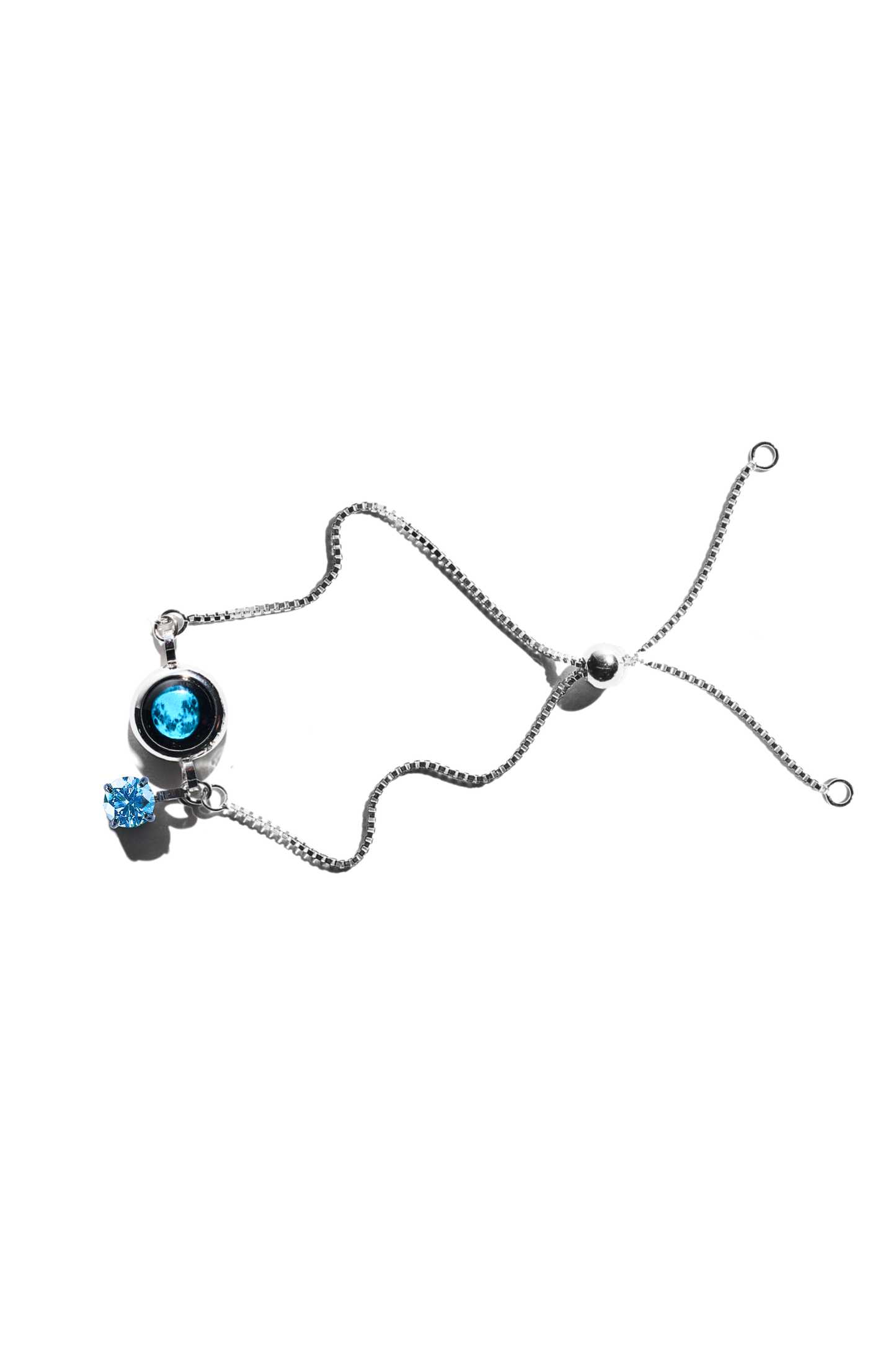 Silver Moon & Birthstone Bracelet