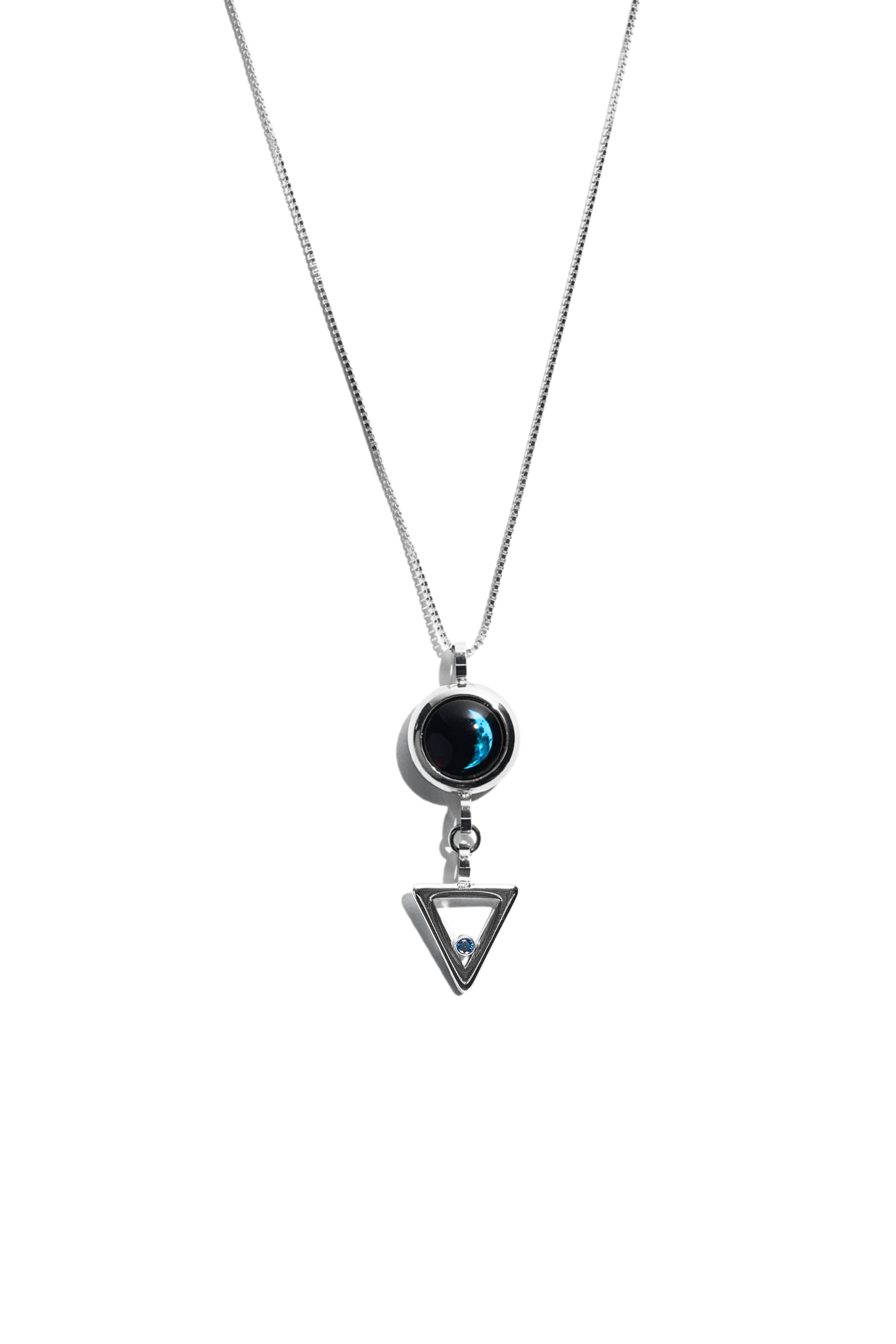 Silver Moon & Zodiac Element Necklace