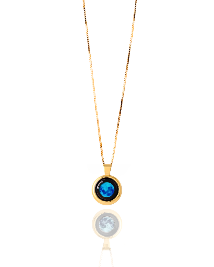 Large Moon Phase Necklace - Gold