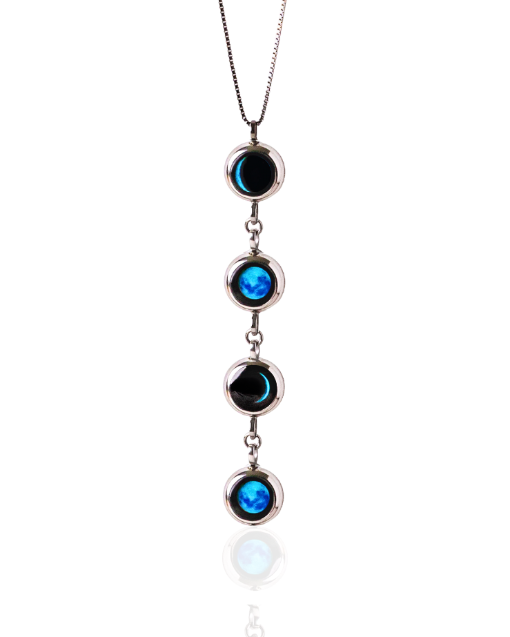 4 Moon Phase Necklace - Silver
