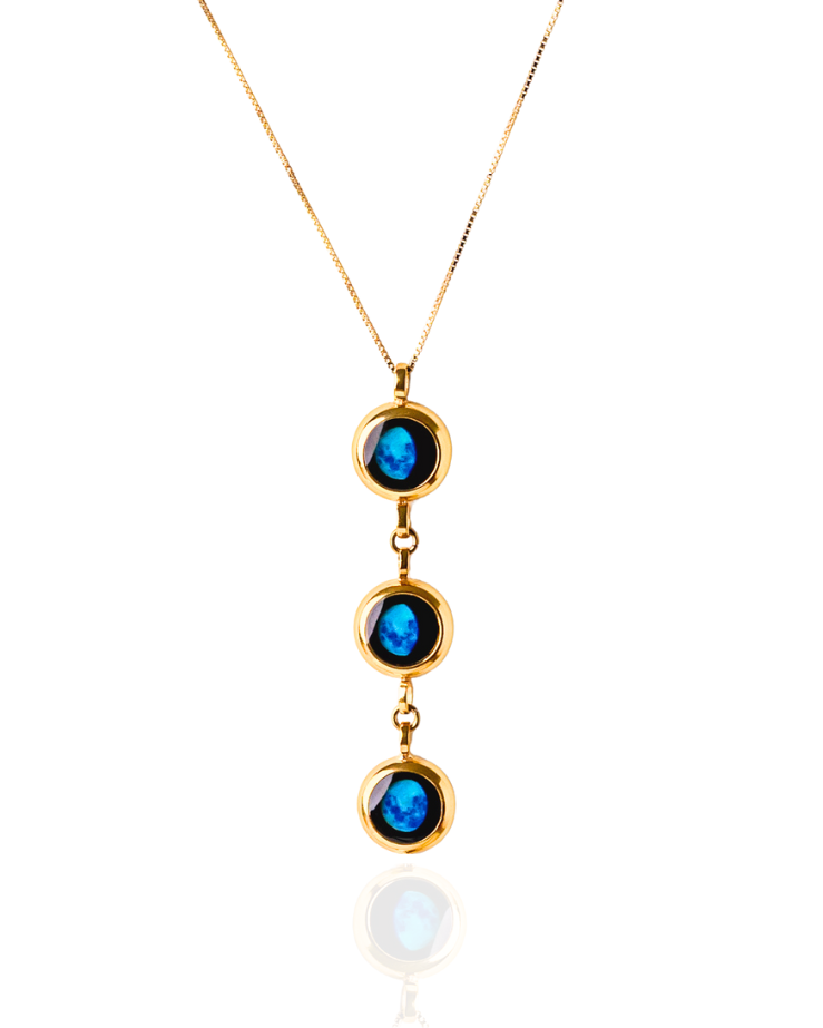 Triple Moon Phase Necklace - Gold
