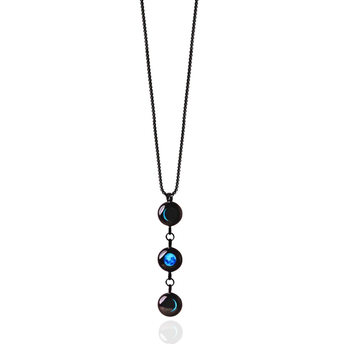 Triple Moon Phase Necklace - Black