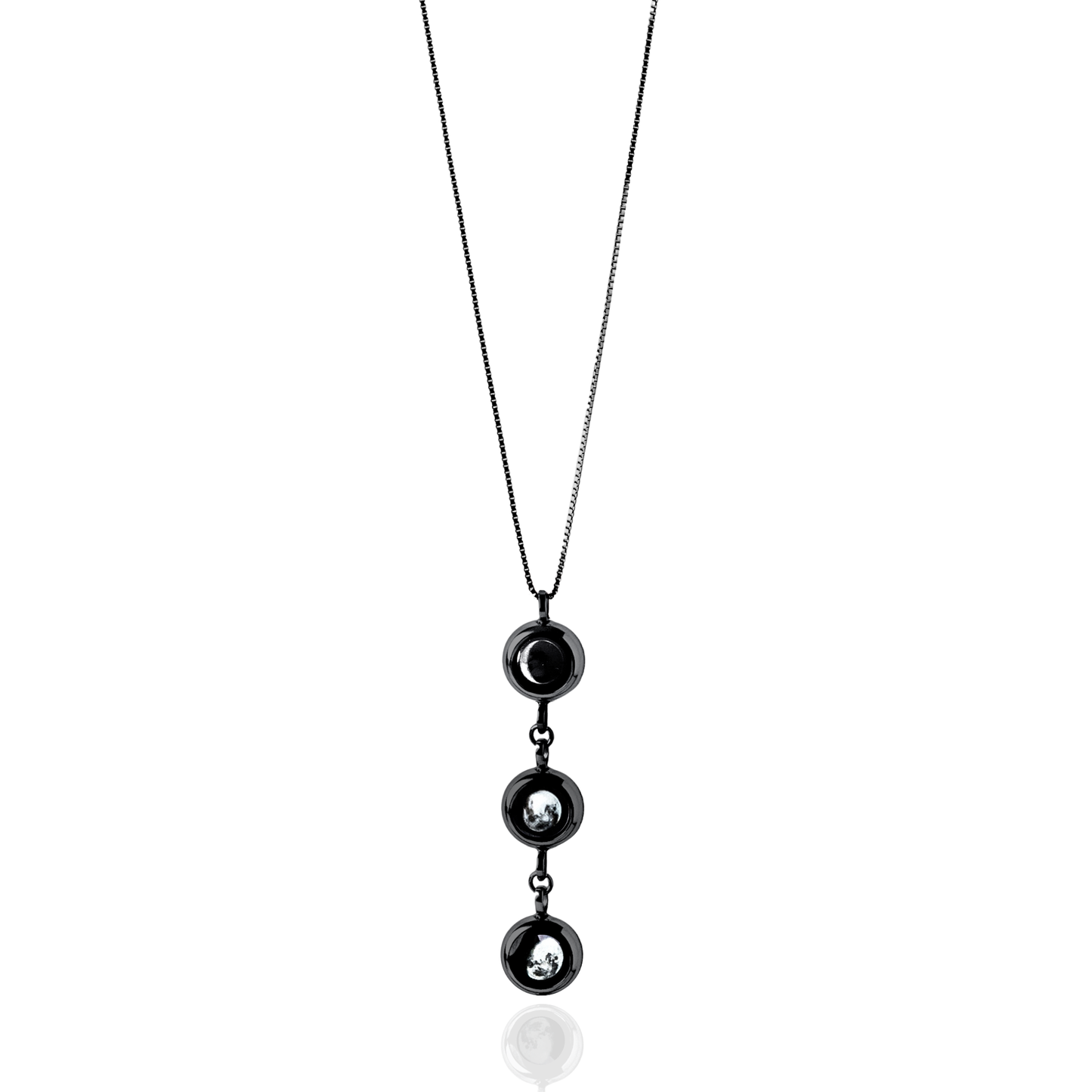 Triple Moon Phase Necklace - Black