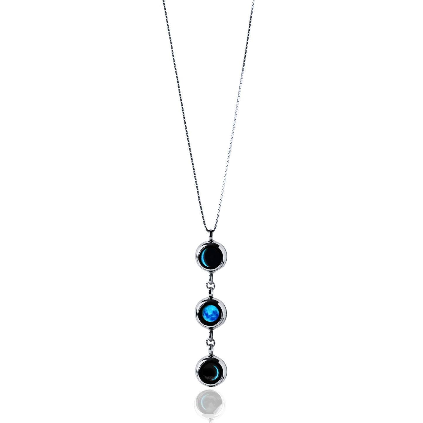 Triple Moon Phase Necklace - Silver