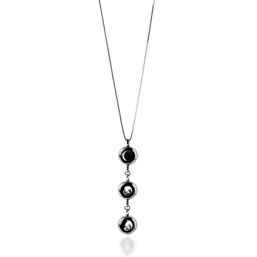Triple Moon Phase Necklace - Silver