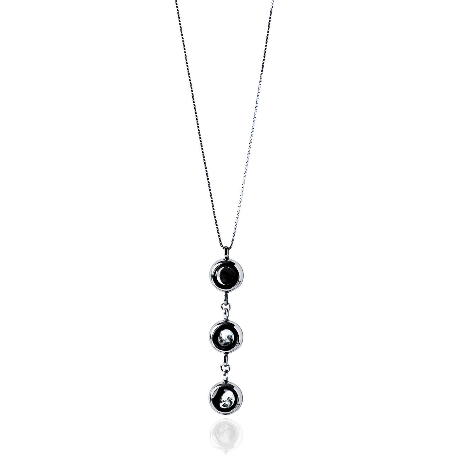 Triple Moon Phase Necklace - Silver