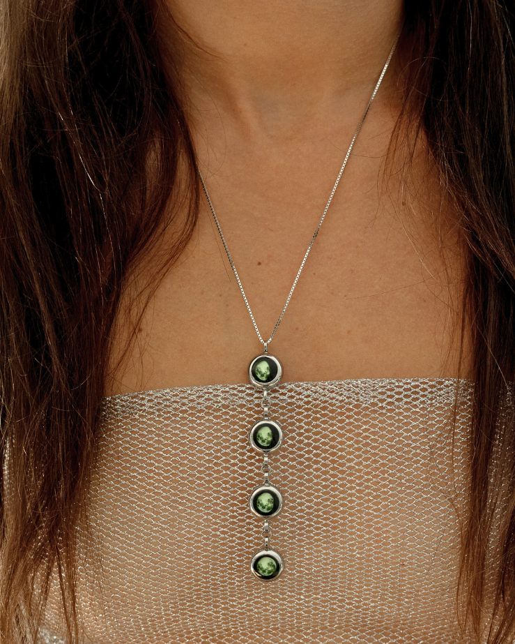 4 Moon Phase Necklace - Silver