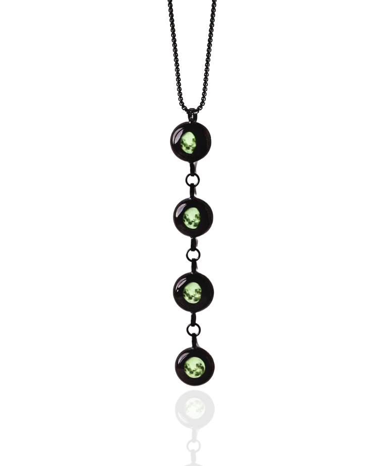 4 Moon Phase Necklace - Black