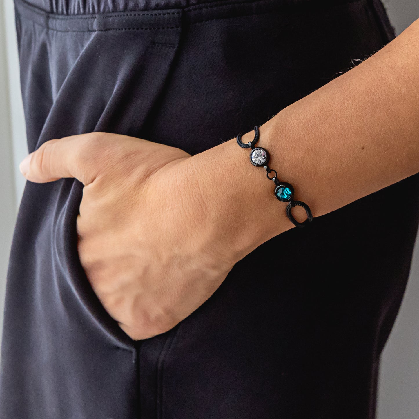 Double Birthstone Bracelet - Black