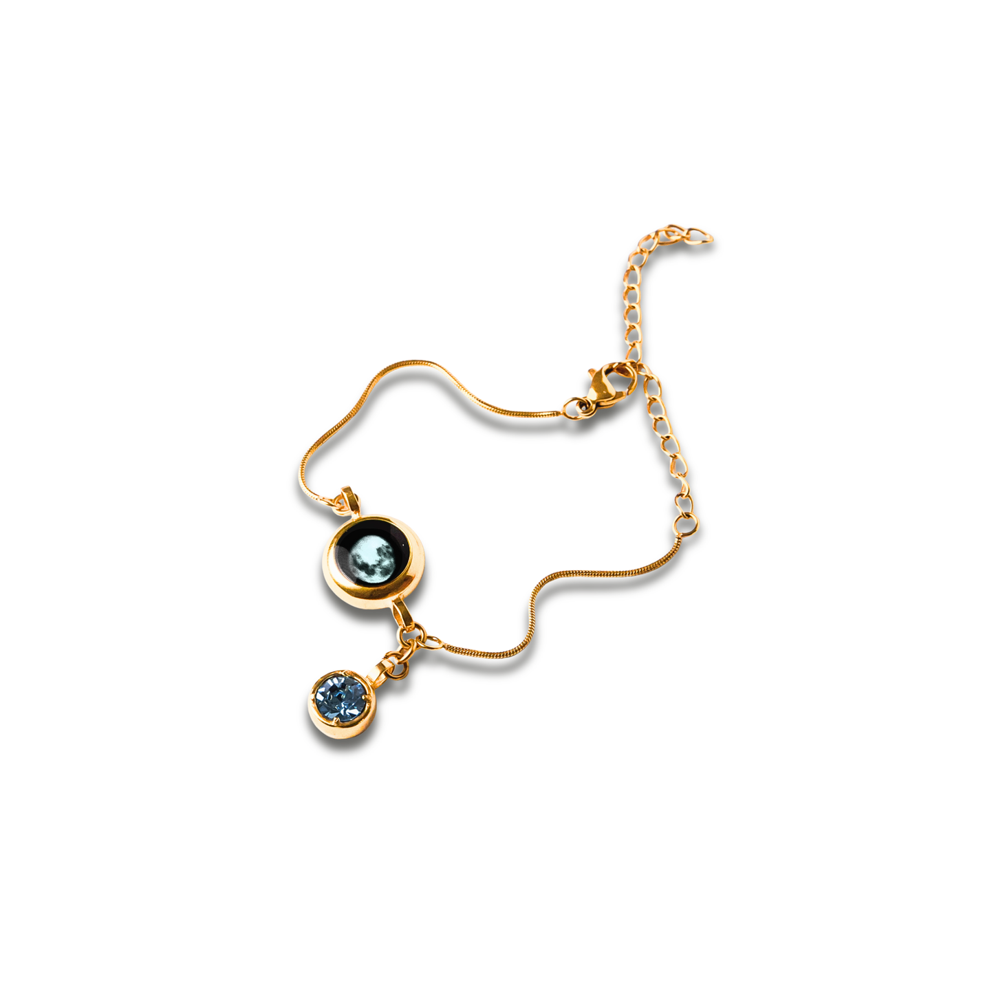 Moon Phase Bracelet with Birthstone - Gold