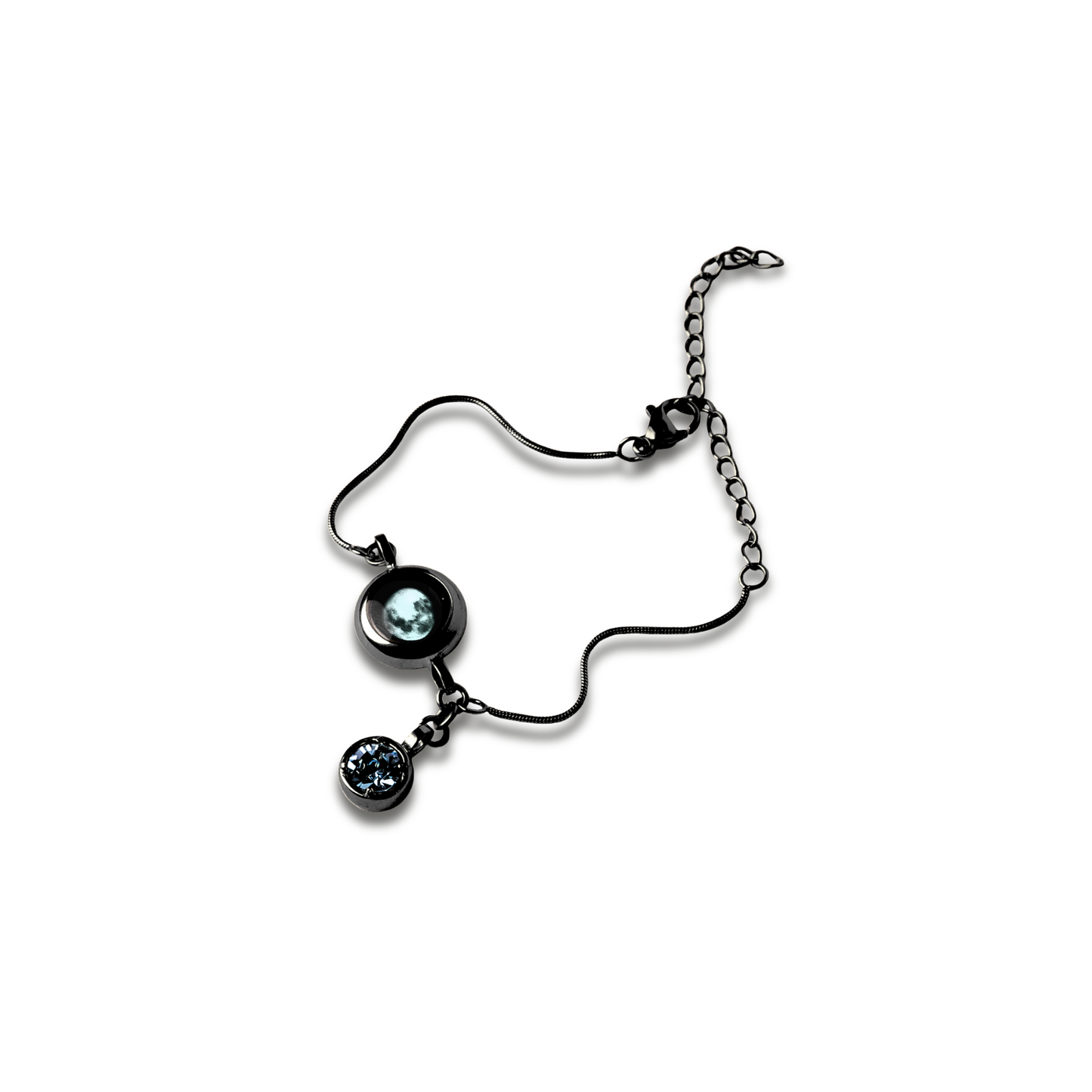 Moon Phase Bracelet with Birthstone - Black