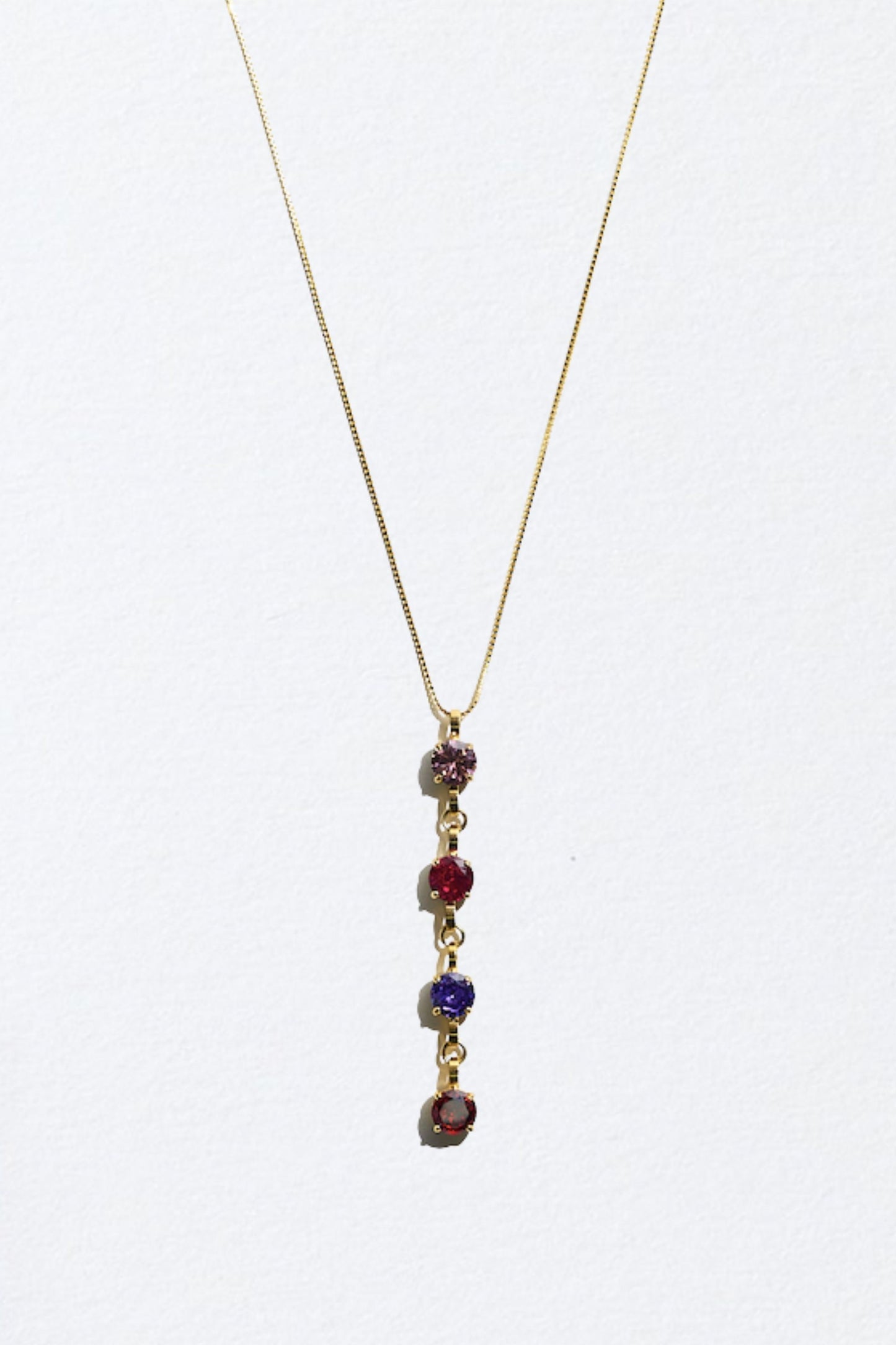 Gold Four Birthstone Necklace