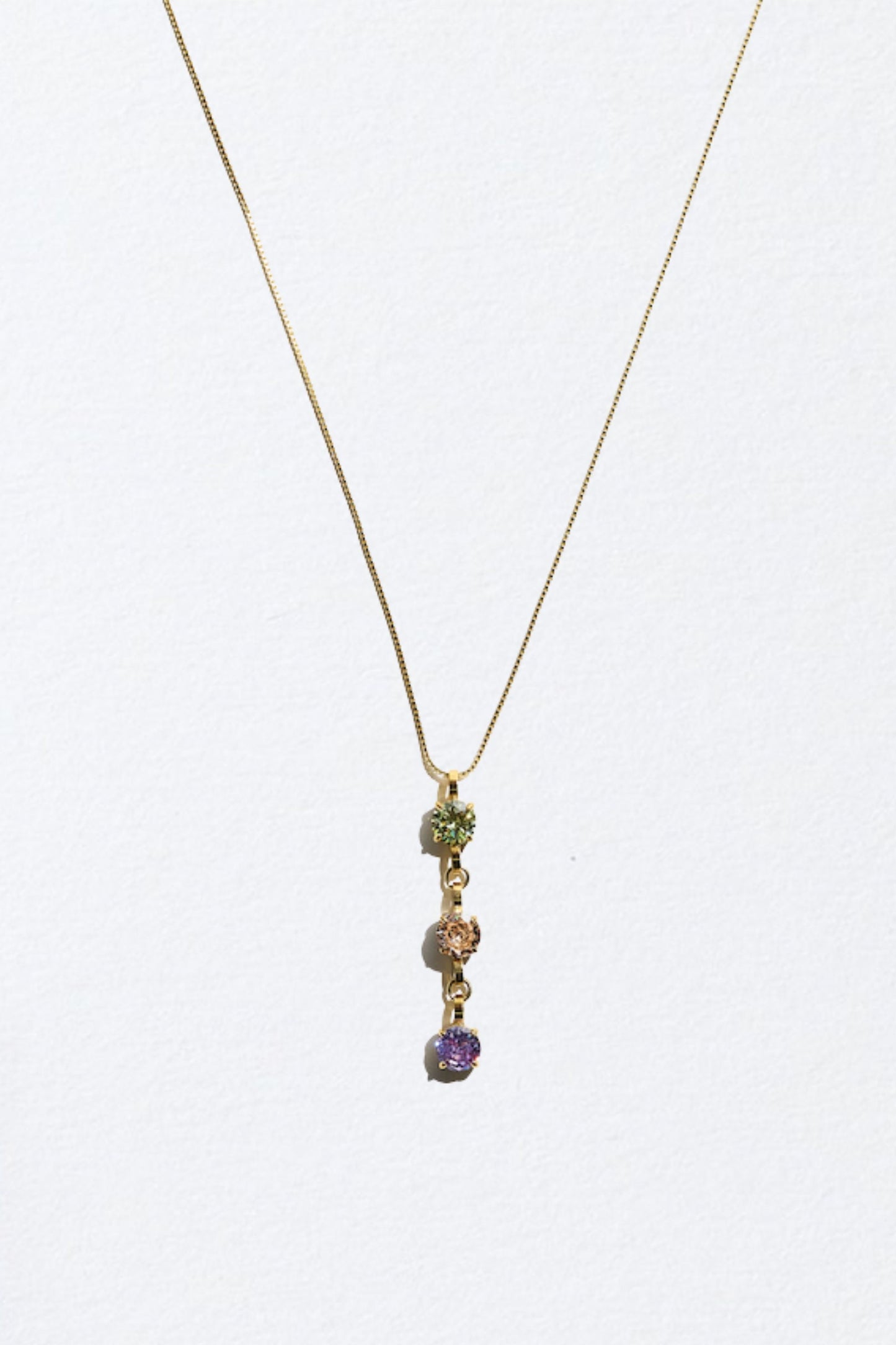 Gold Triple Birthstone Necklace
