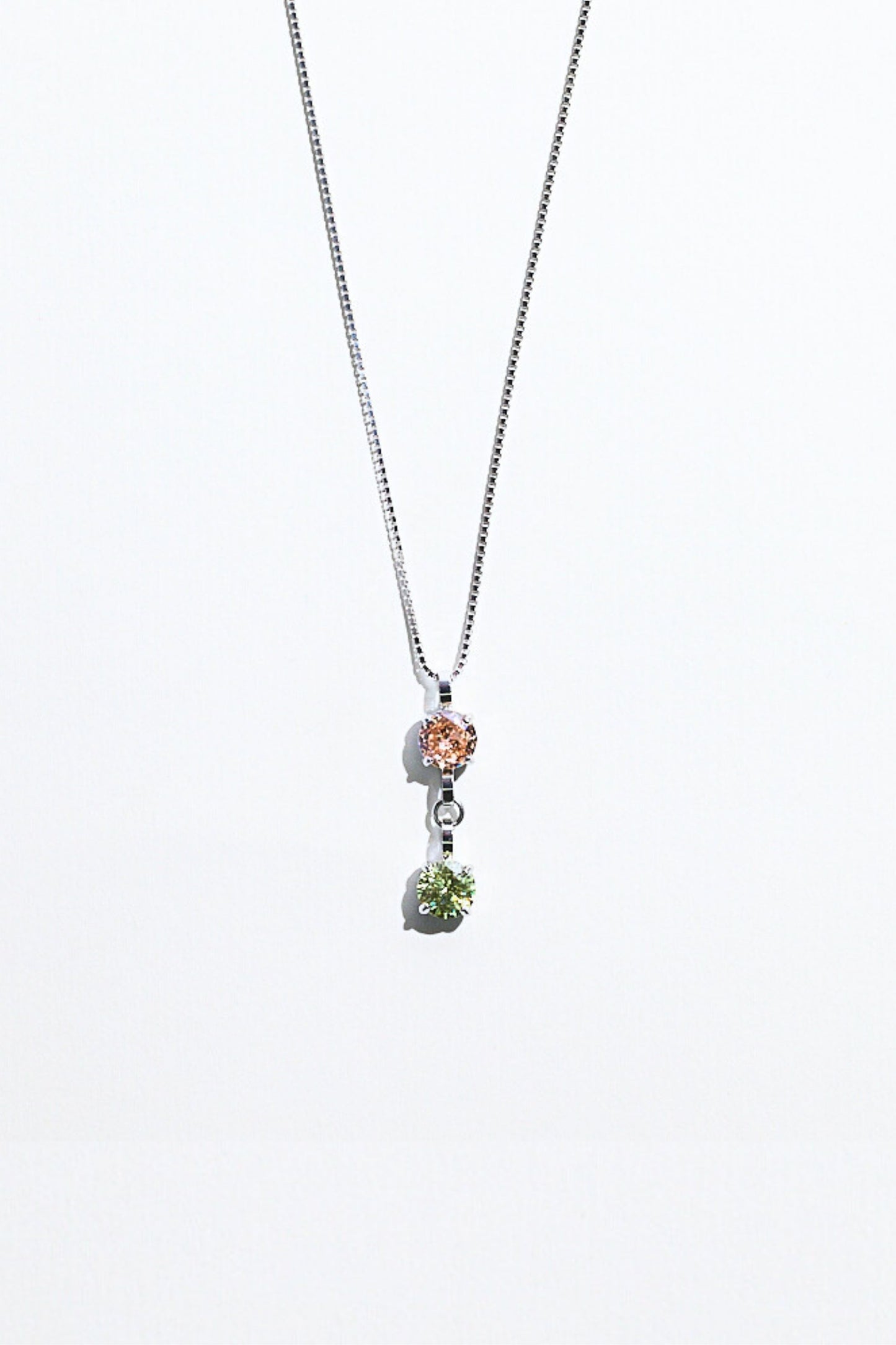 Silver Double Birthstone Necklace