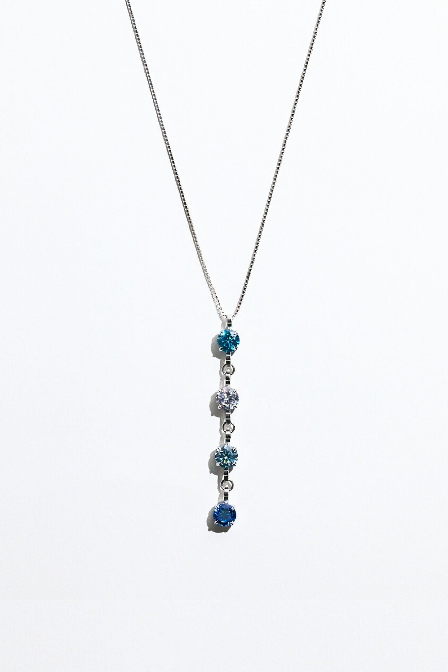 Silver Four Birthstone Necklace