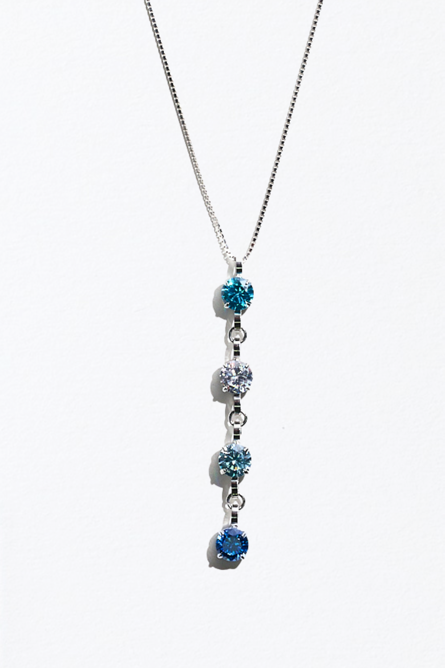 Silver Four Birthstone Necklace