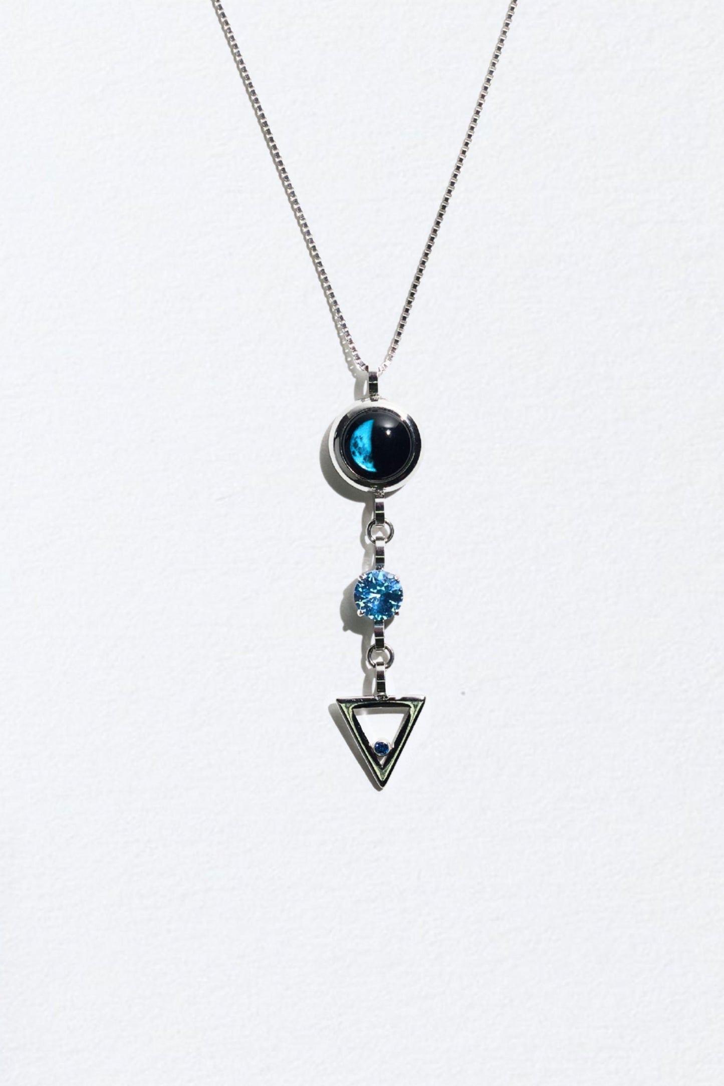 Silver Moon Birthstone Zodiac Necklace