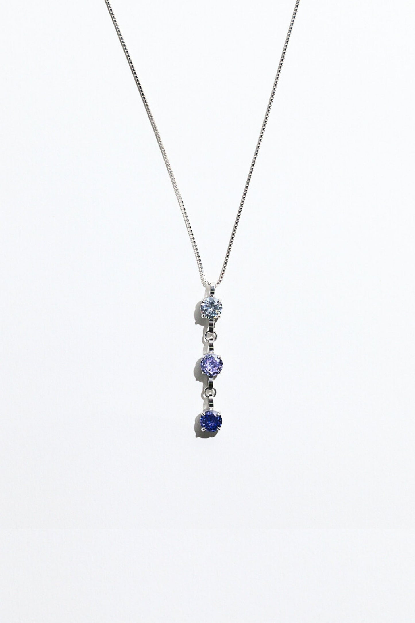Silver Triple Birthstone Necklace