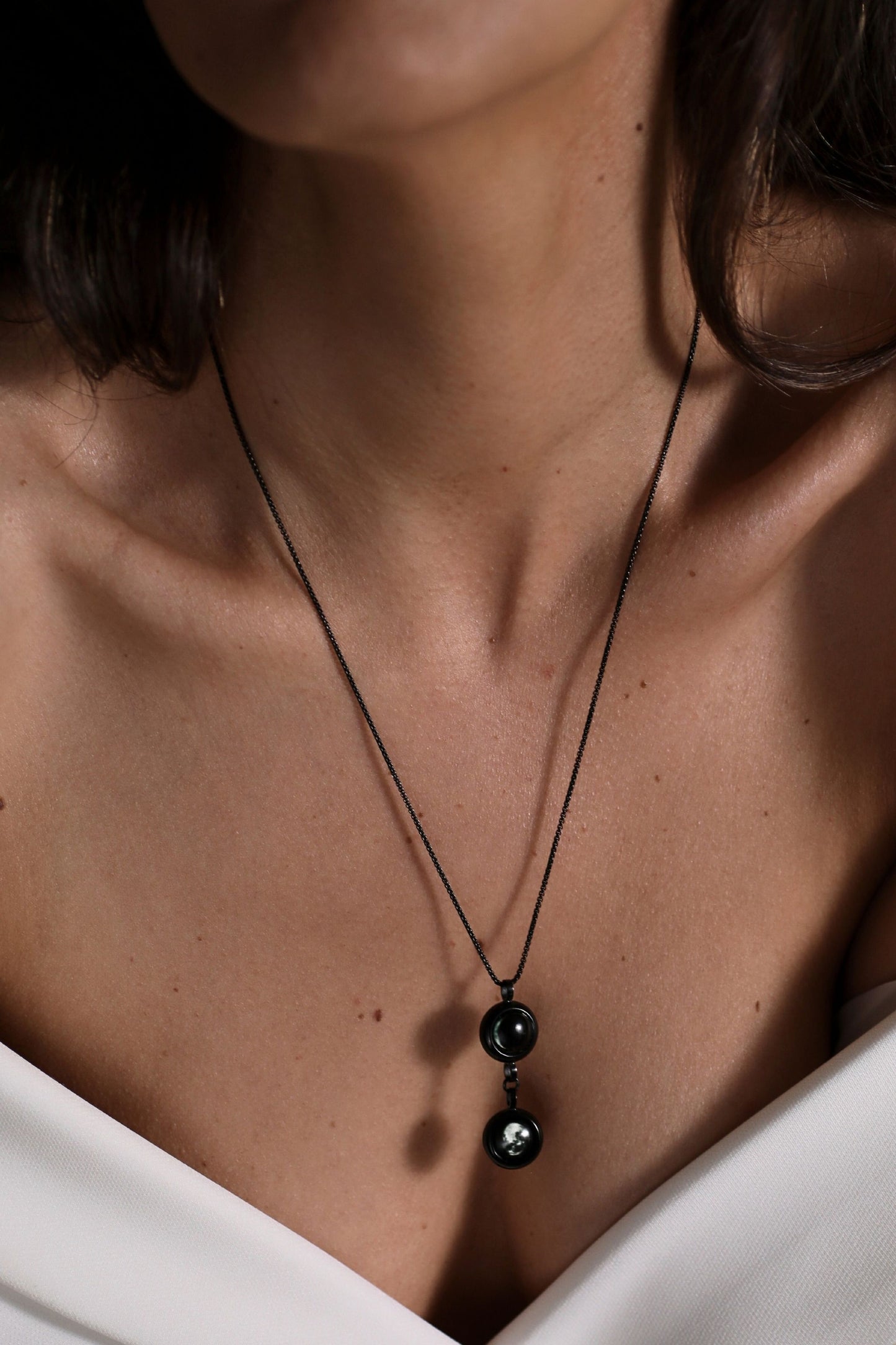 Black Double Moon Necklace