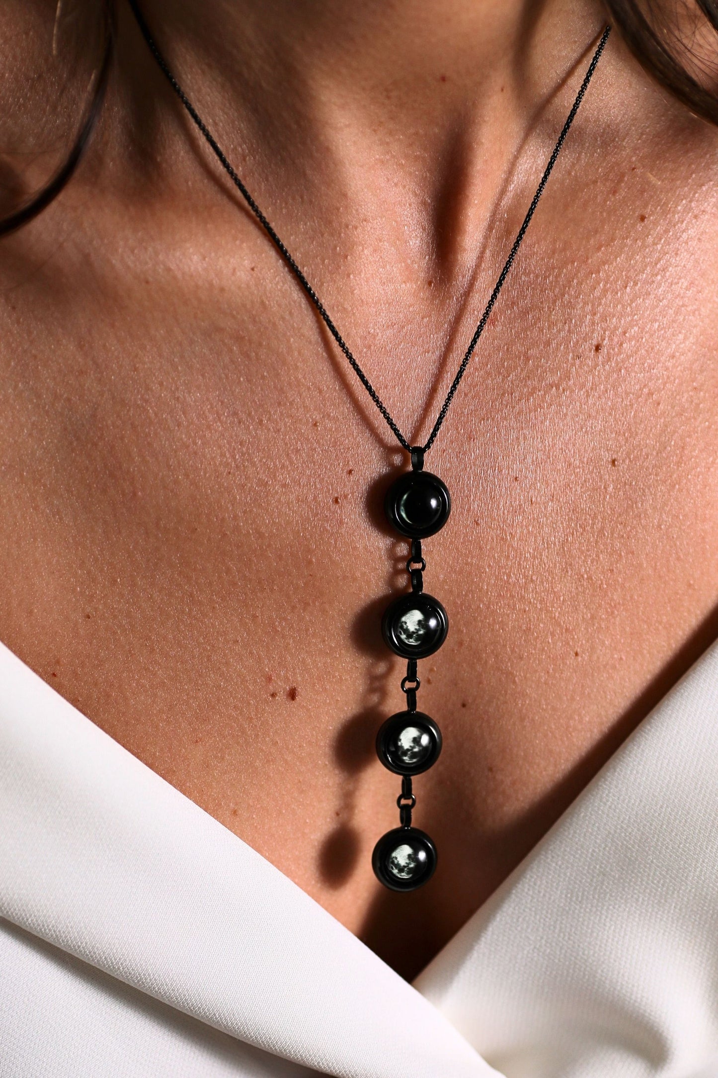 Black Four Moon Necklace