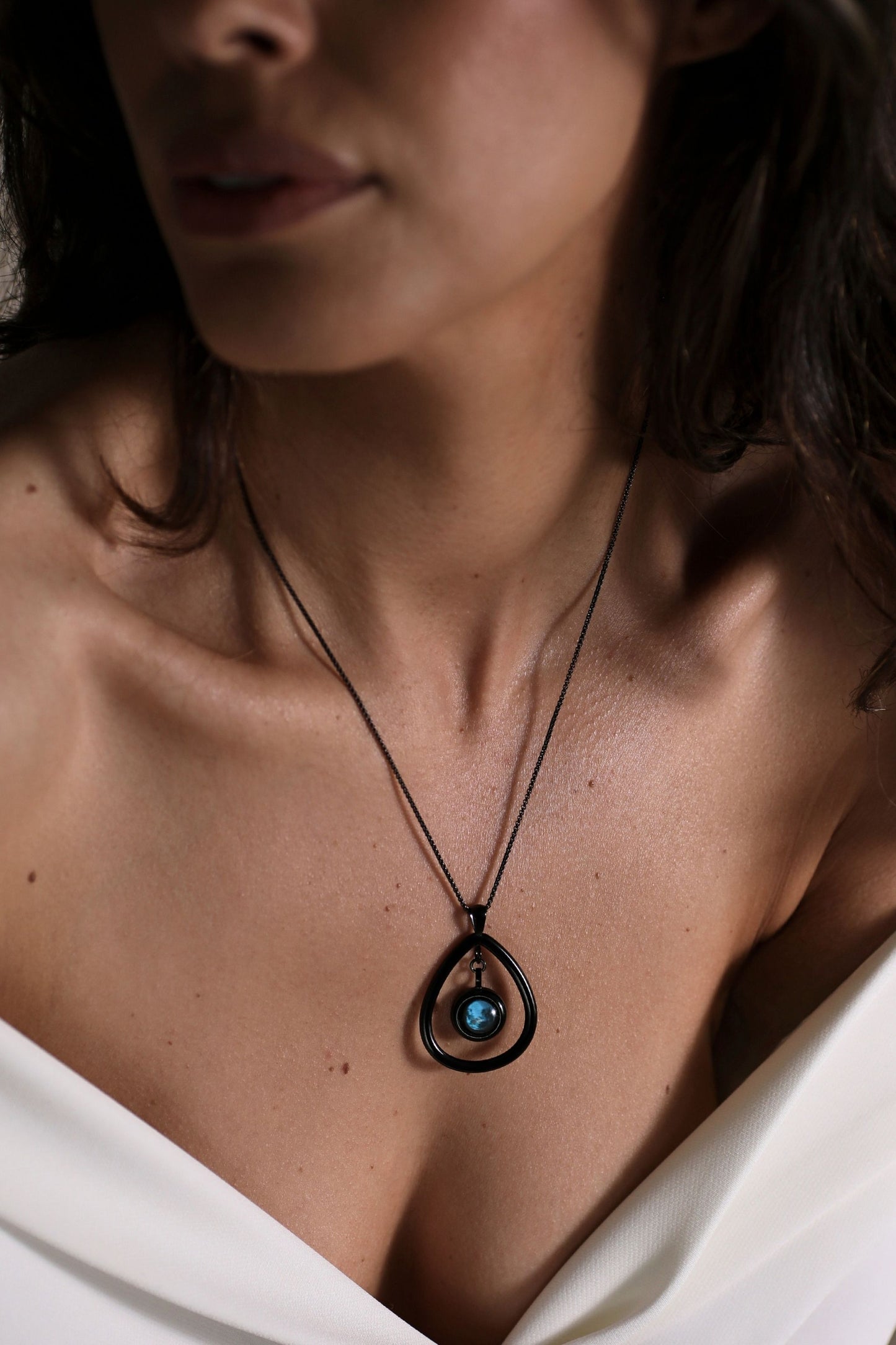 Black Moon Drop Necklace