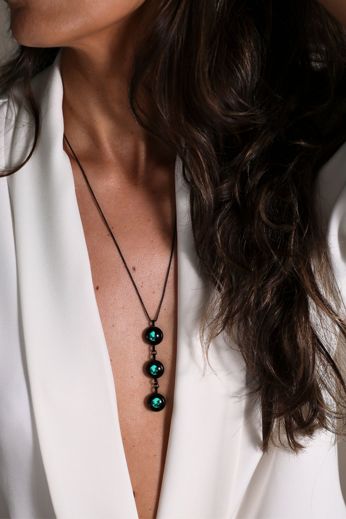 Black Triple Moon Necklace