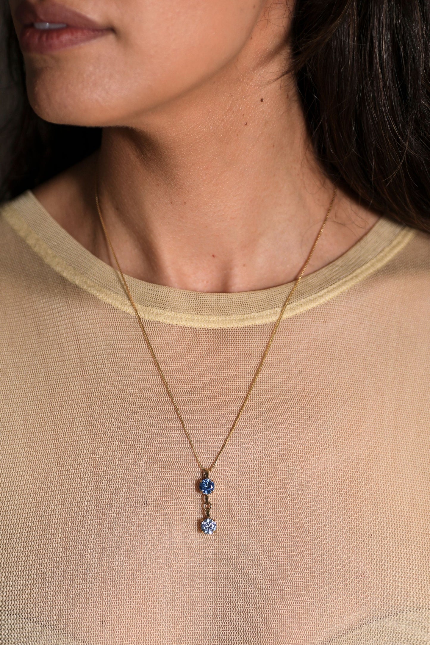 Gold Double Birthstone Necklace