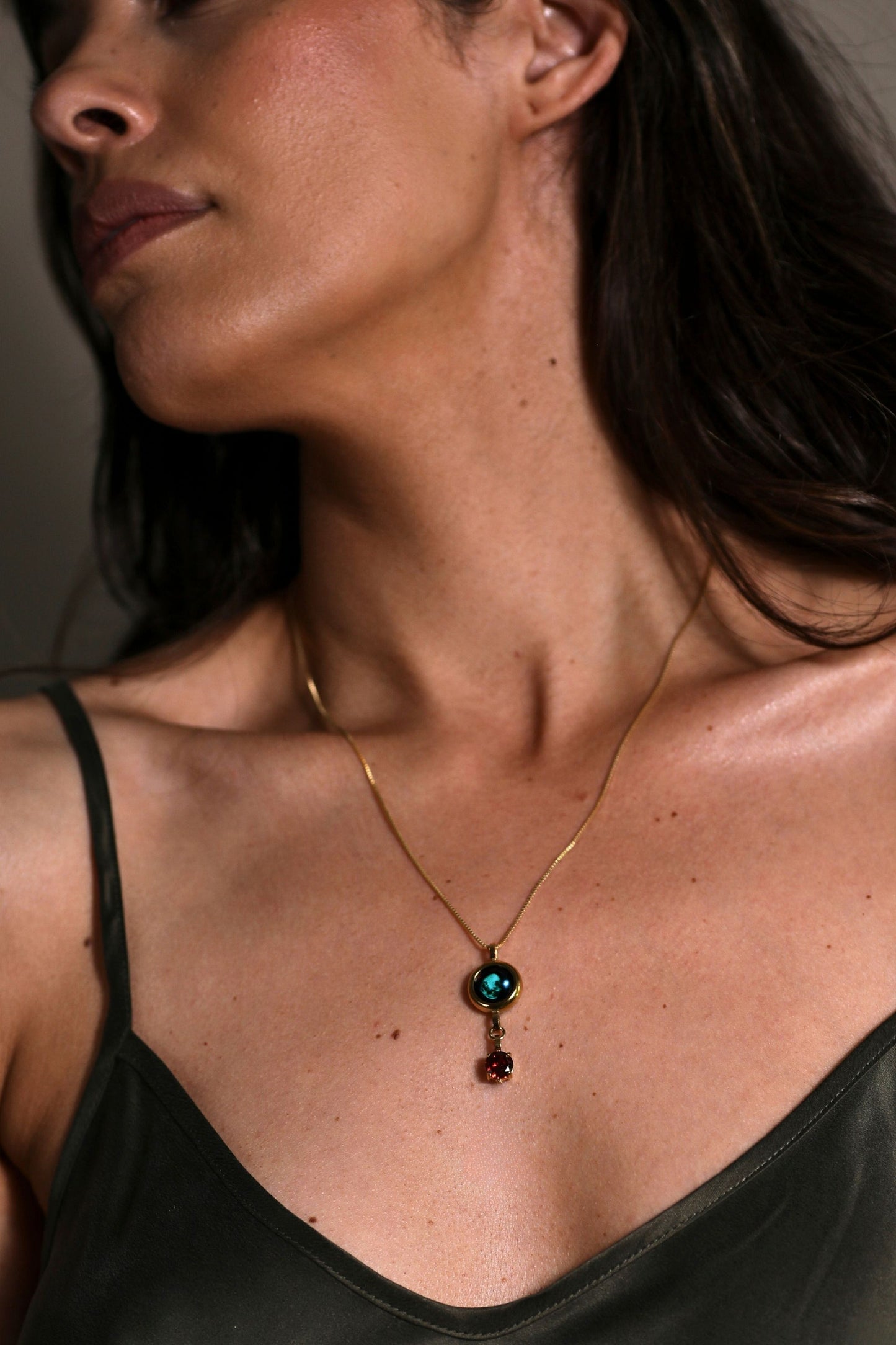 Gold Moon & Birthstone Necklace