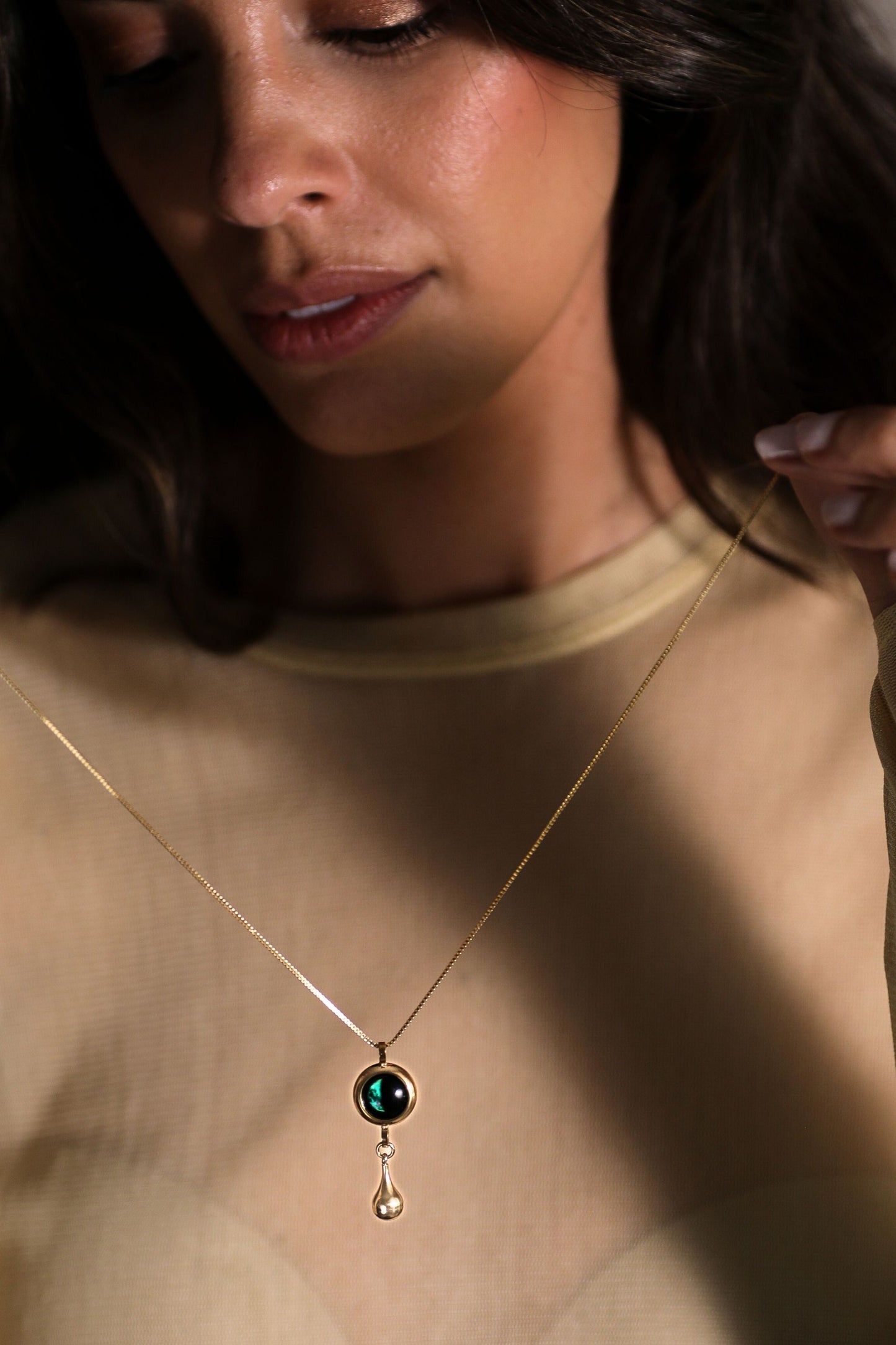 Gold Moon & Ash Holder Necklace