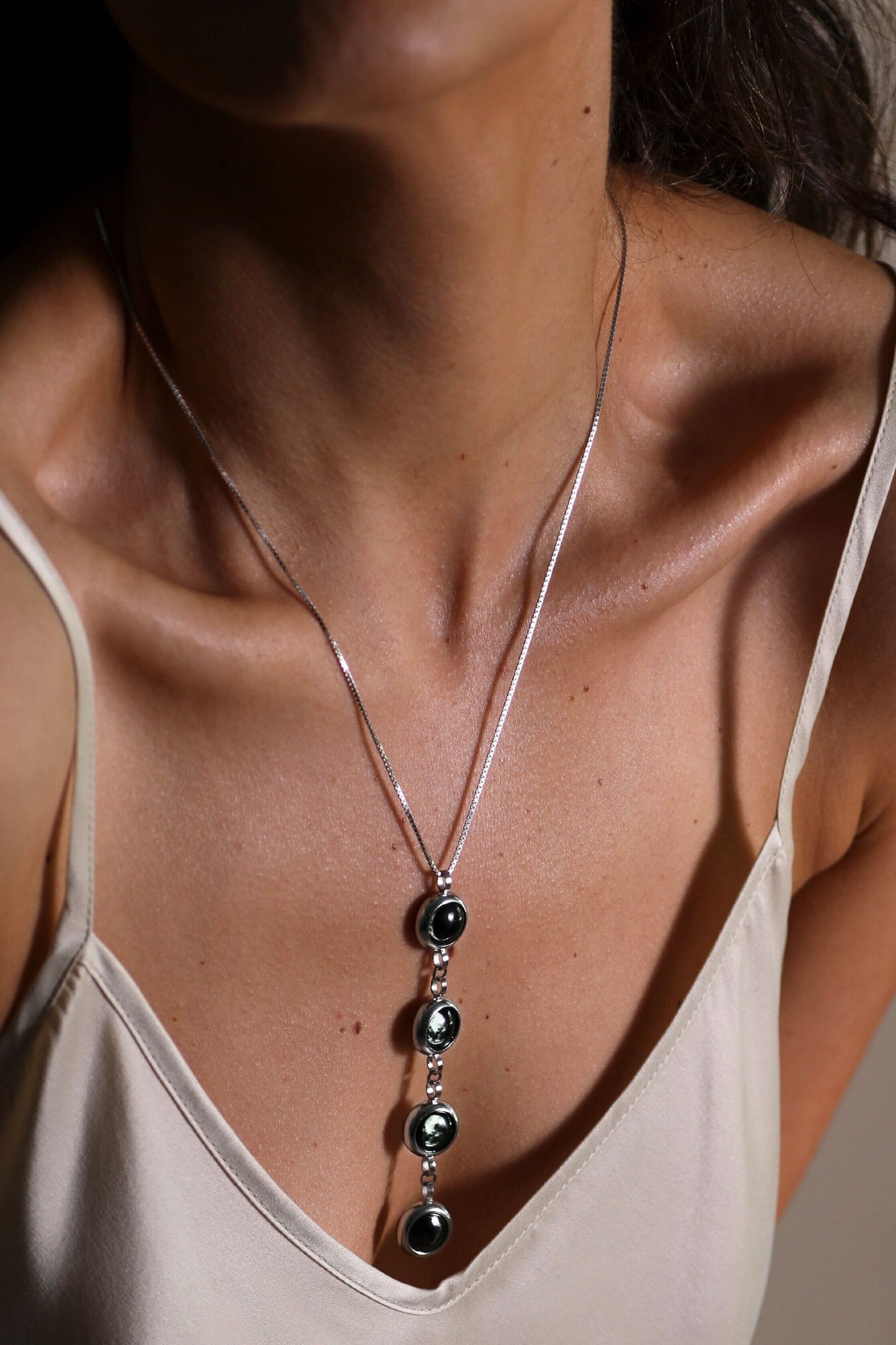 Silver Four Moon Necklace