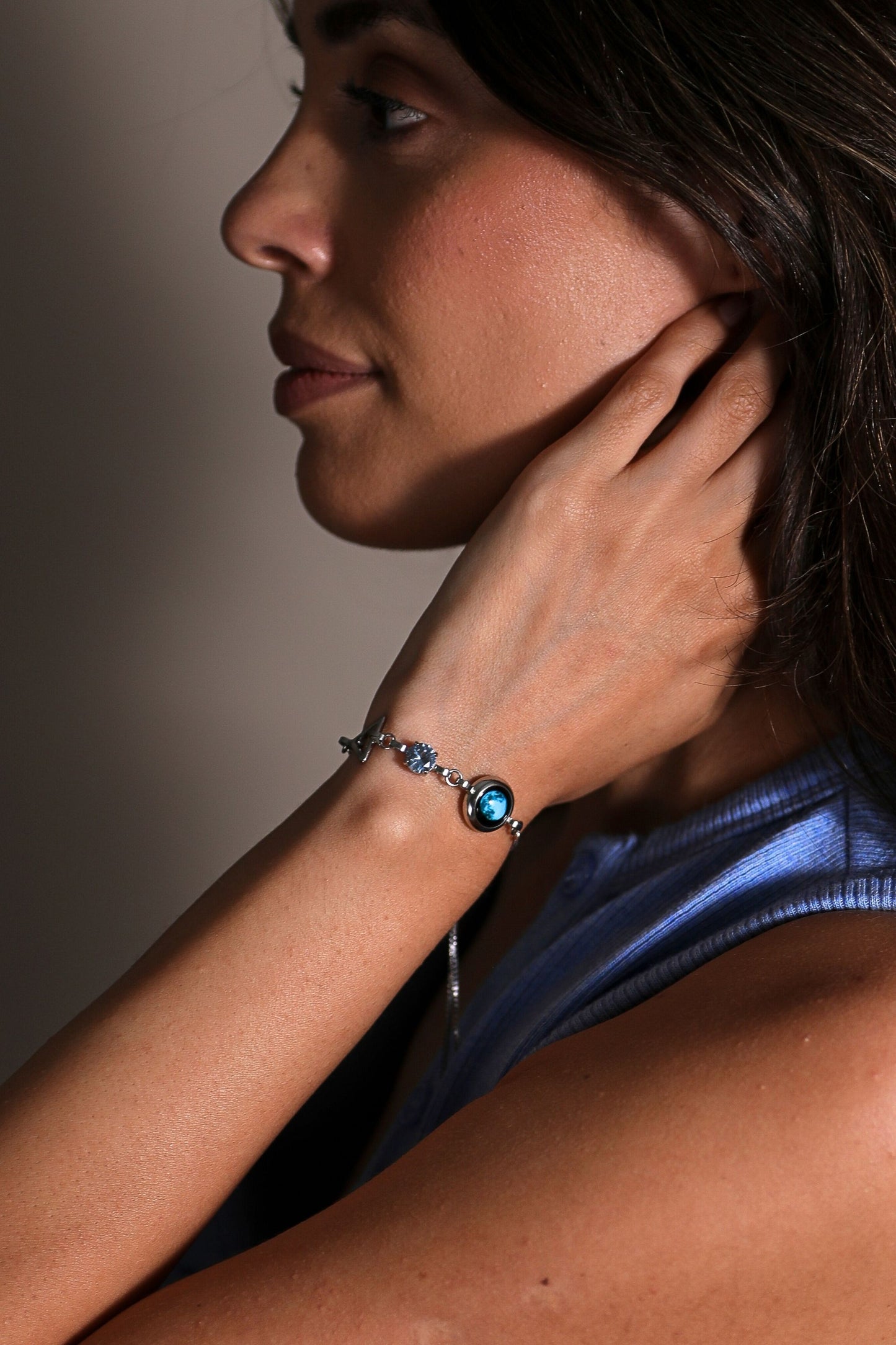 Silver Moon Birthstone Zodiac Bracelet