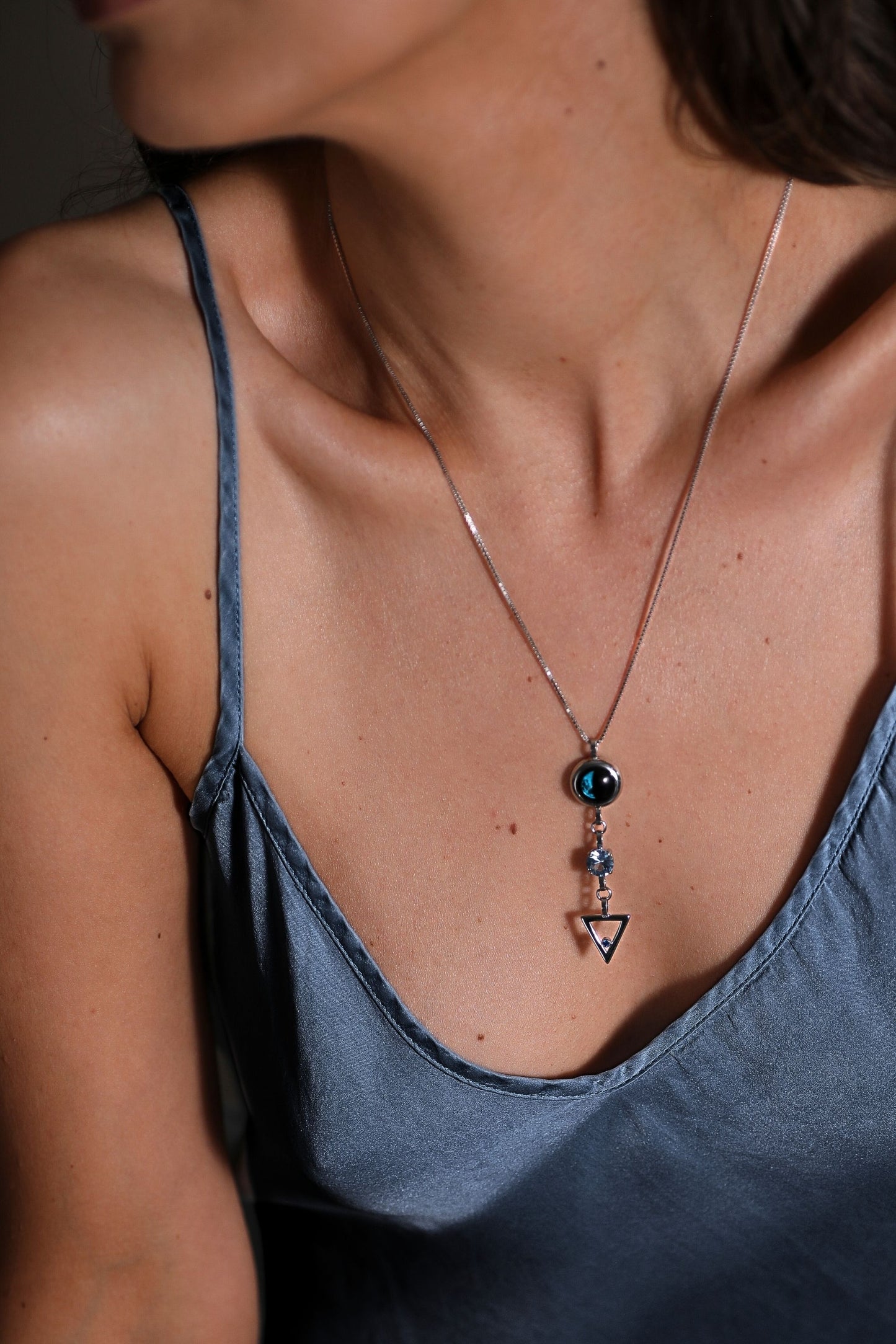 Silver Moon Birthstone Zodiac Necklace