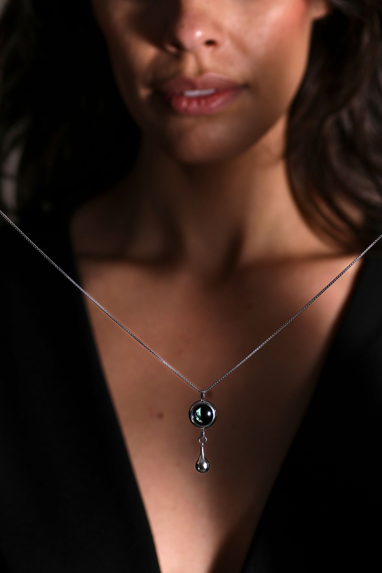 Silver Moon & Ash Holder Necklace