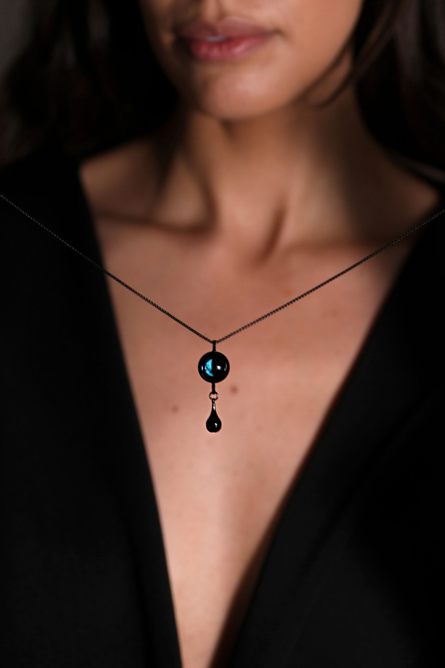 Black Moon & Ash Holder Necklace