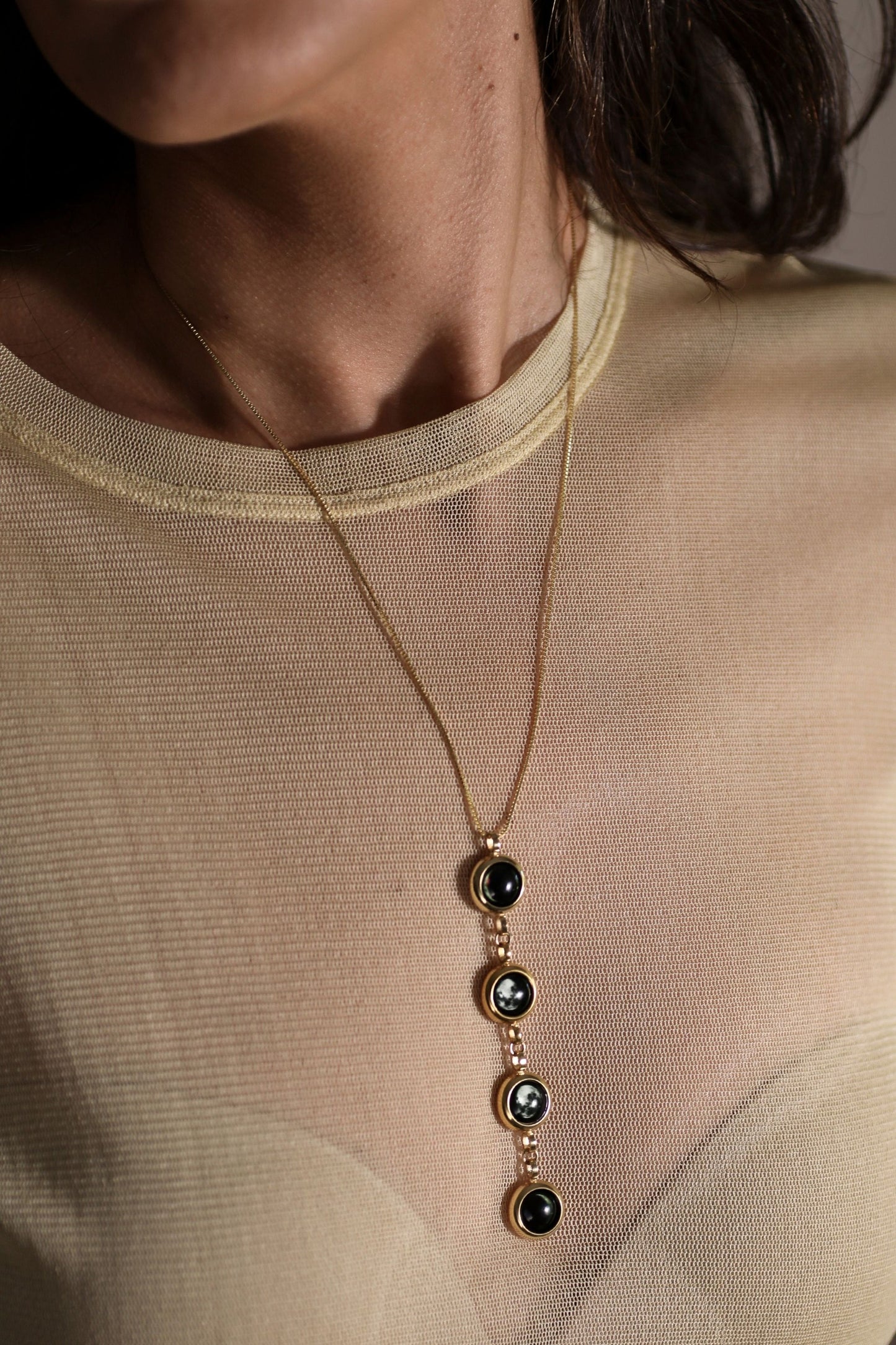 Gold Four Moon Necklace