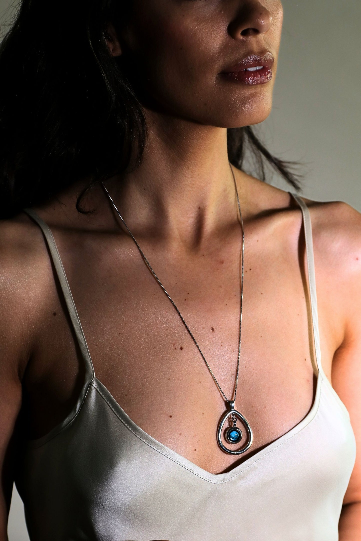 Silver Moon Drop Necklace