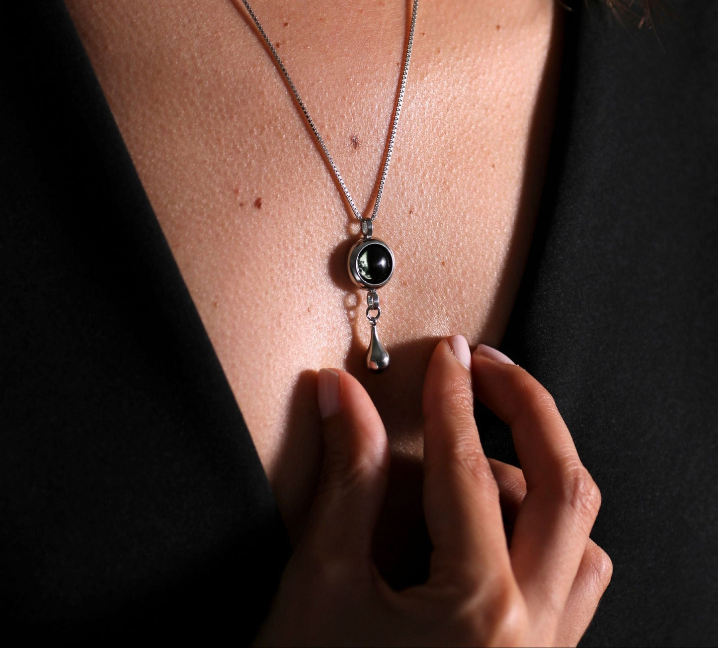 Silver Moon & Ash Holder Necklace