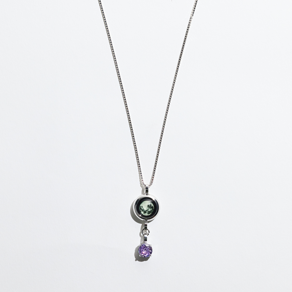 Moon & Birthstone Necklace