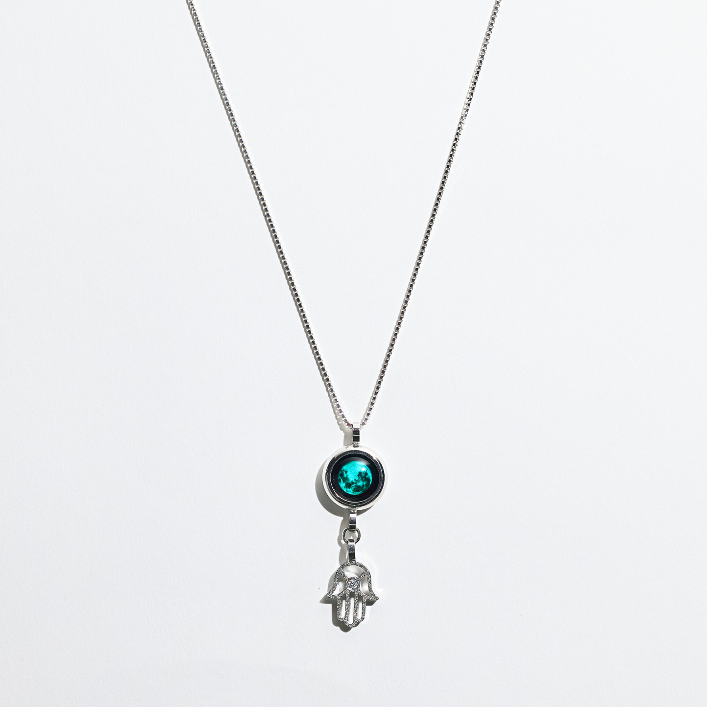 Moon & Hamsa Necklace