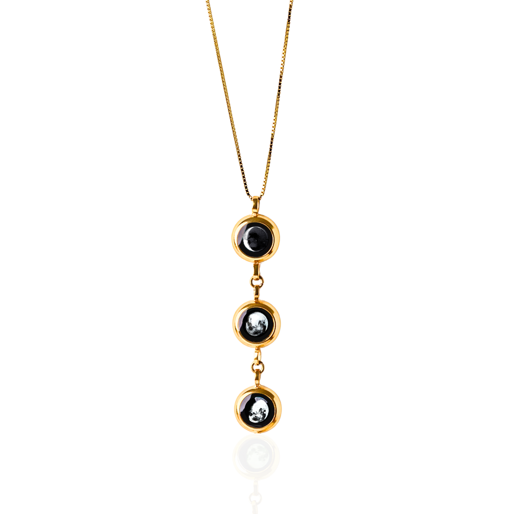 Triple Moon Phase Necklace - Gold
