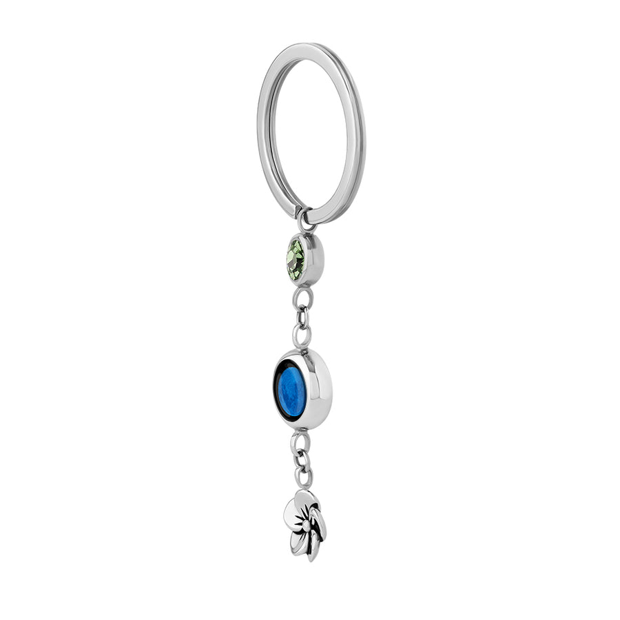 Moon Phase Key Chain with Birthstone and Frangipani Charm
